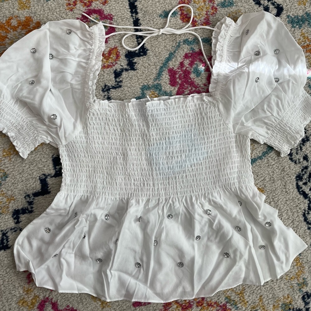 Hill House white jewel Jammie top